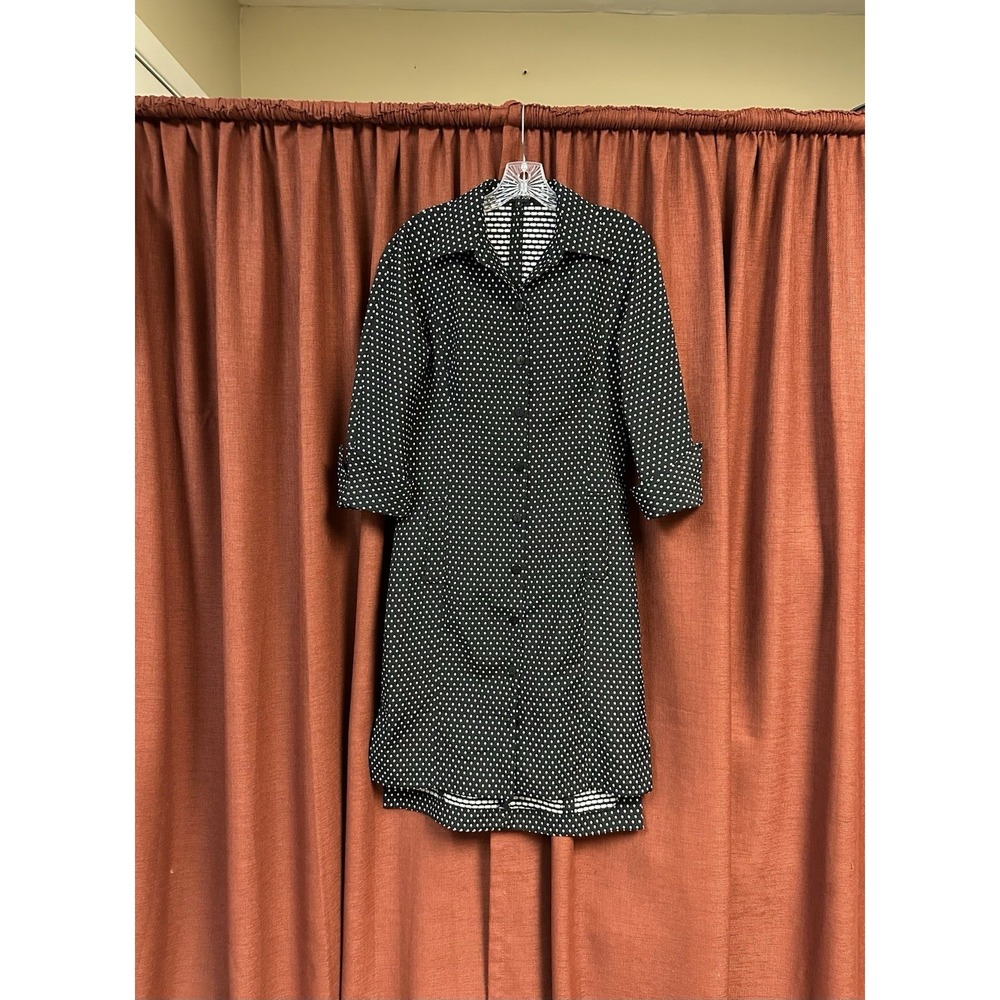 Teri Jon Polla Dot Button Coat Black Dress Size 4